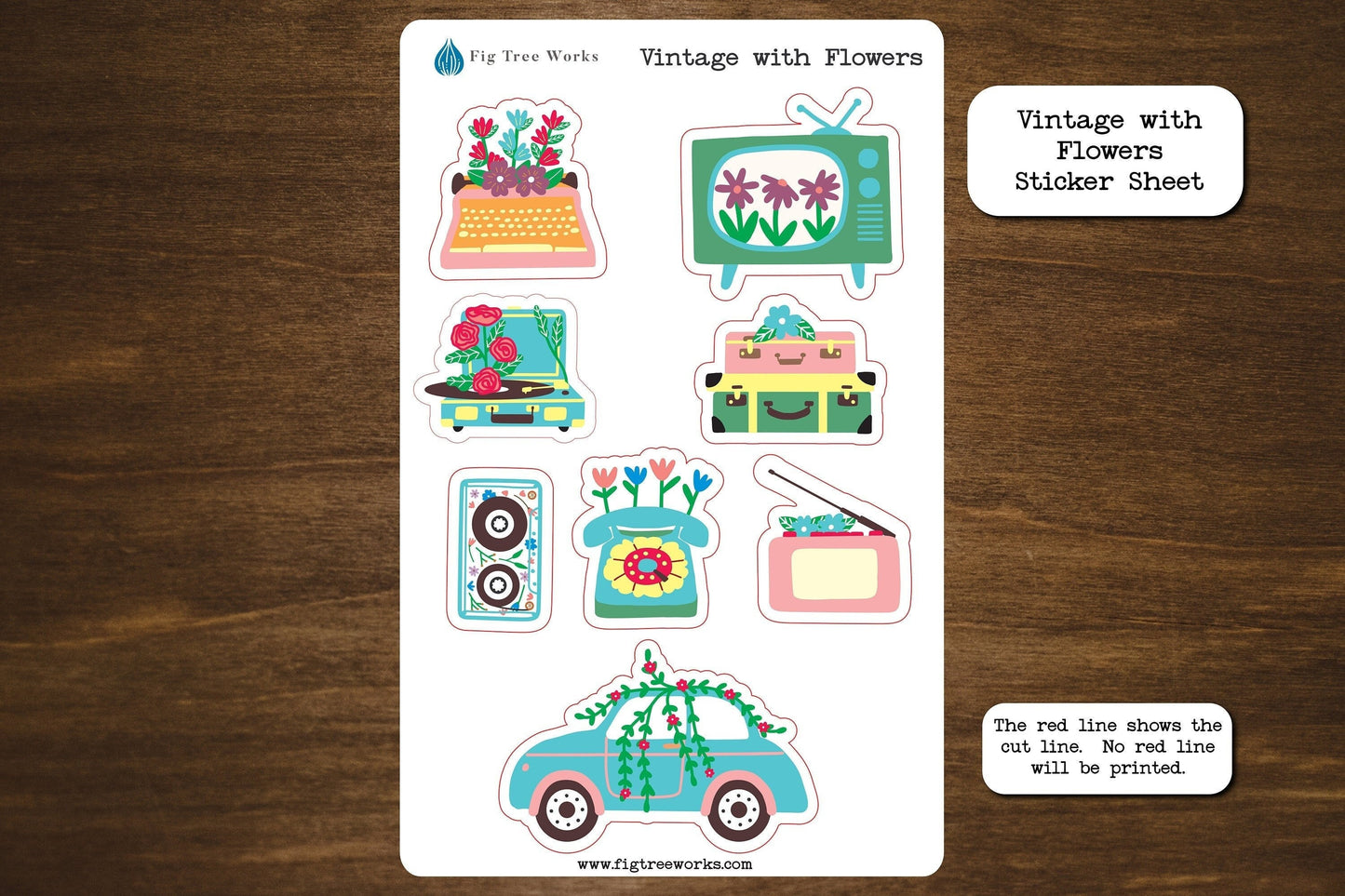 Vintage with Flowers Sticker Sheet