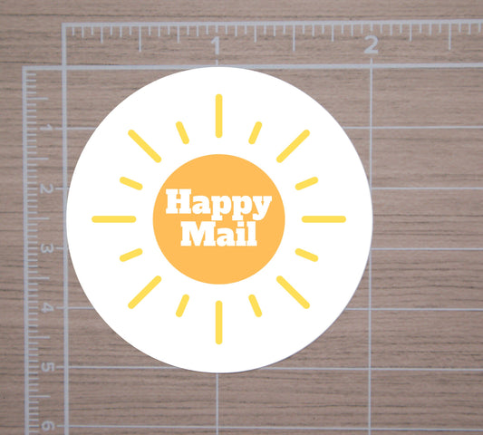 Happy Mail Round Stickers, Envelope Seals, Packaging Stickers, 2" Circle Stickers | Set of 12
