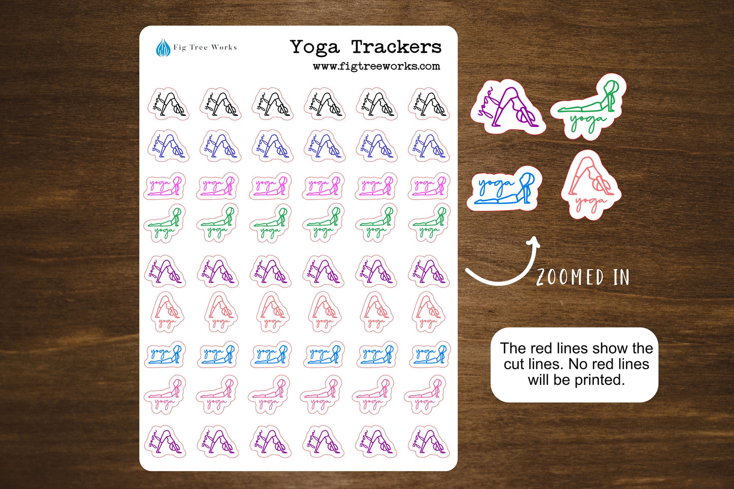 Yoga Planner Stickers | Yoga Tracker Sheet, Kiss Cut, Matte Finish