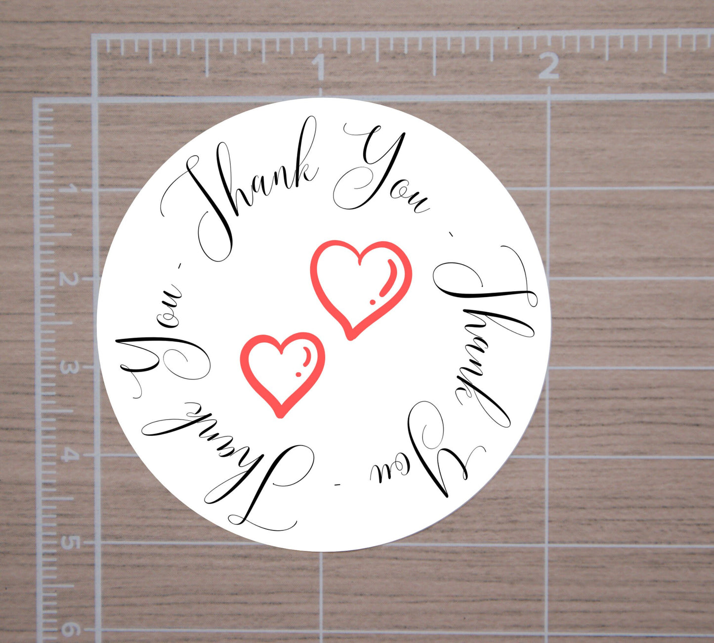 Thank You Hearts Round Stickers, Envelope Seals, Packaging Stickers, 2" Circle Stickers | Set of 12