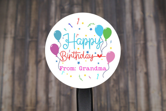 Custom Happy Birthday Round Sticker