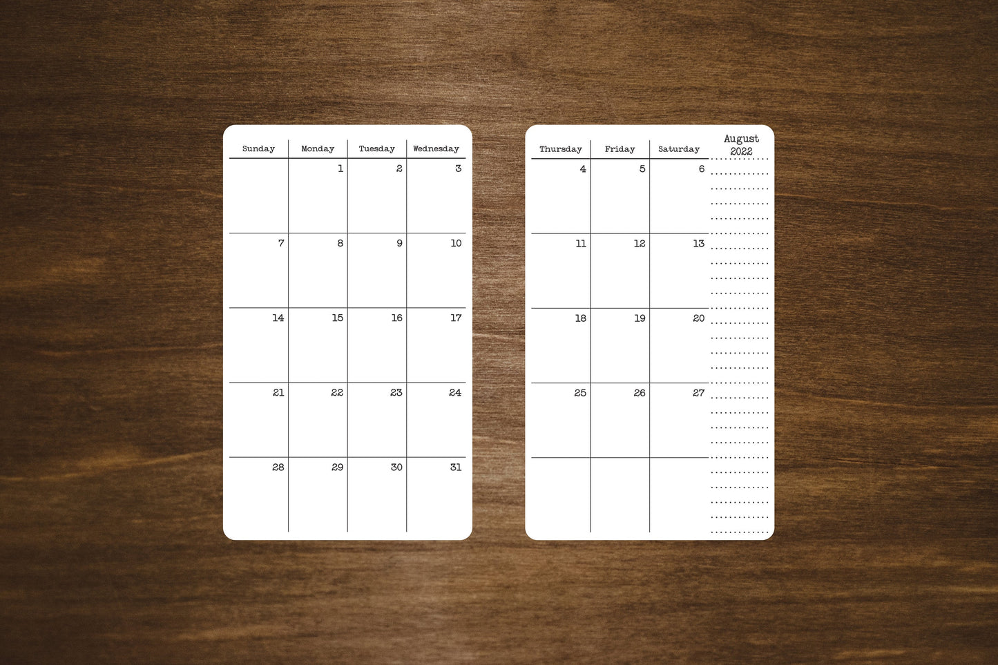 Small Two Page 2023, 2024, or 2025 Calendar Stickers for Planners and Journals | 3" x 5" | 2 Stickers Per Month, 24 Total Stickers