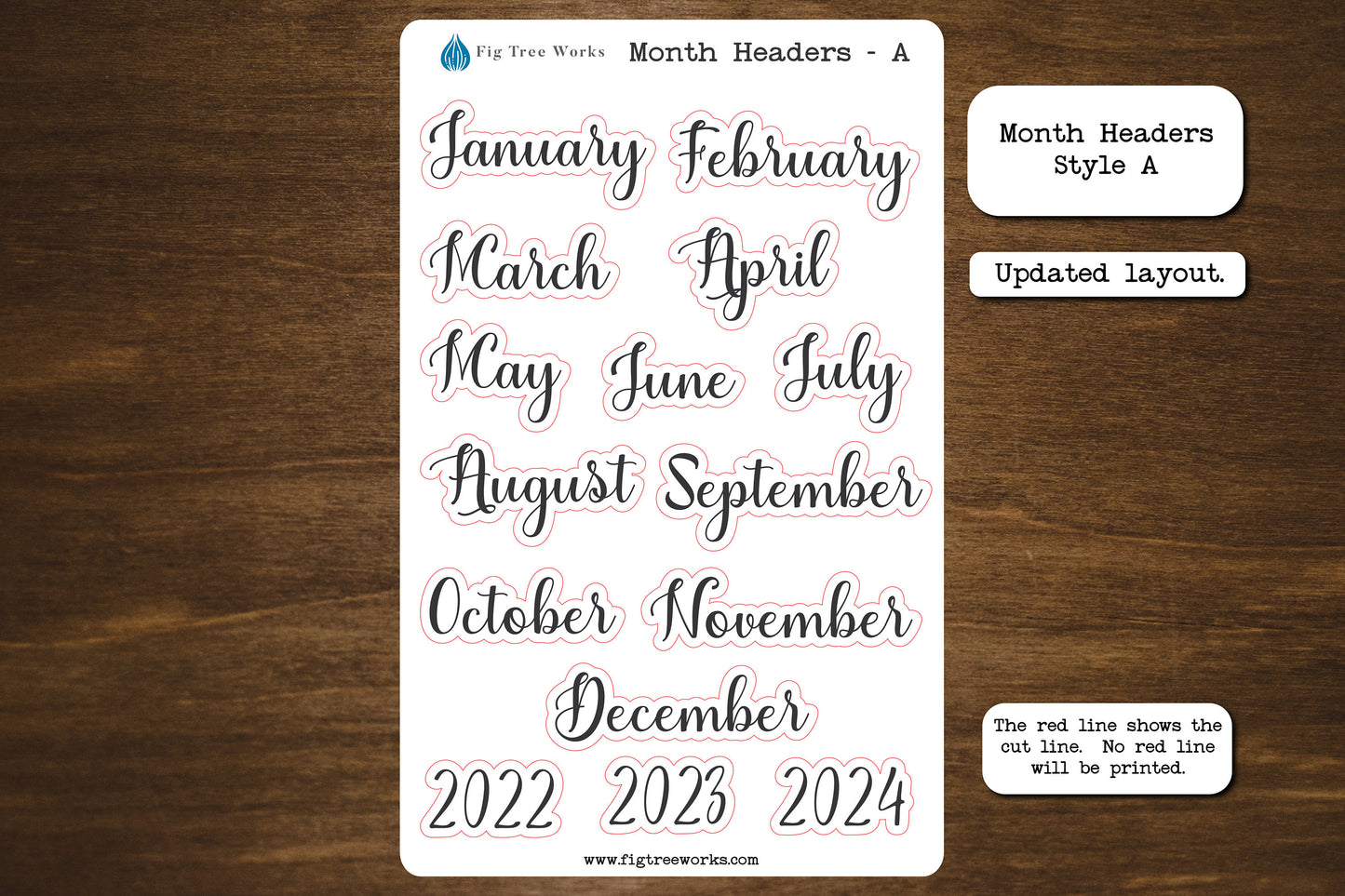 Month Header Planner Stickers | Month Names Sticker, Kiss Cut, Matte Finish | Style A