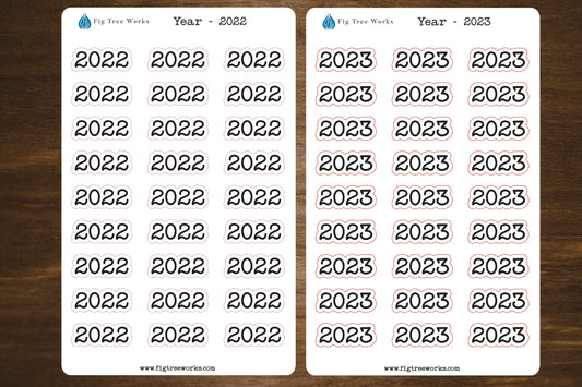 Year Header Planner Stickers - Style B