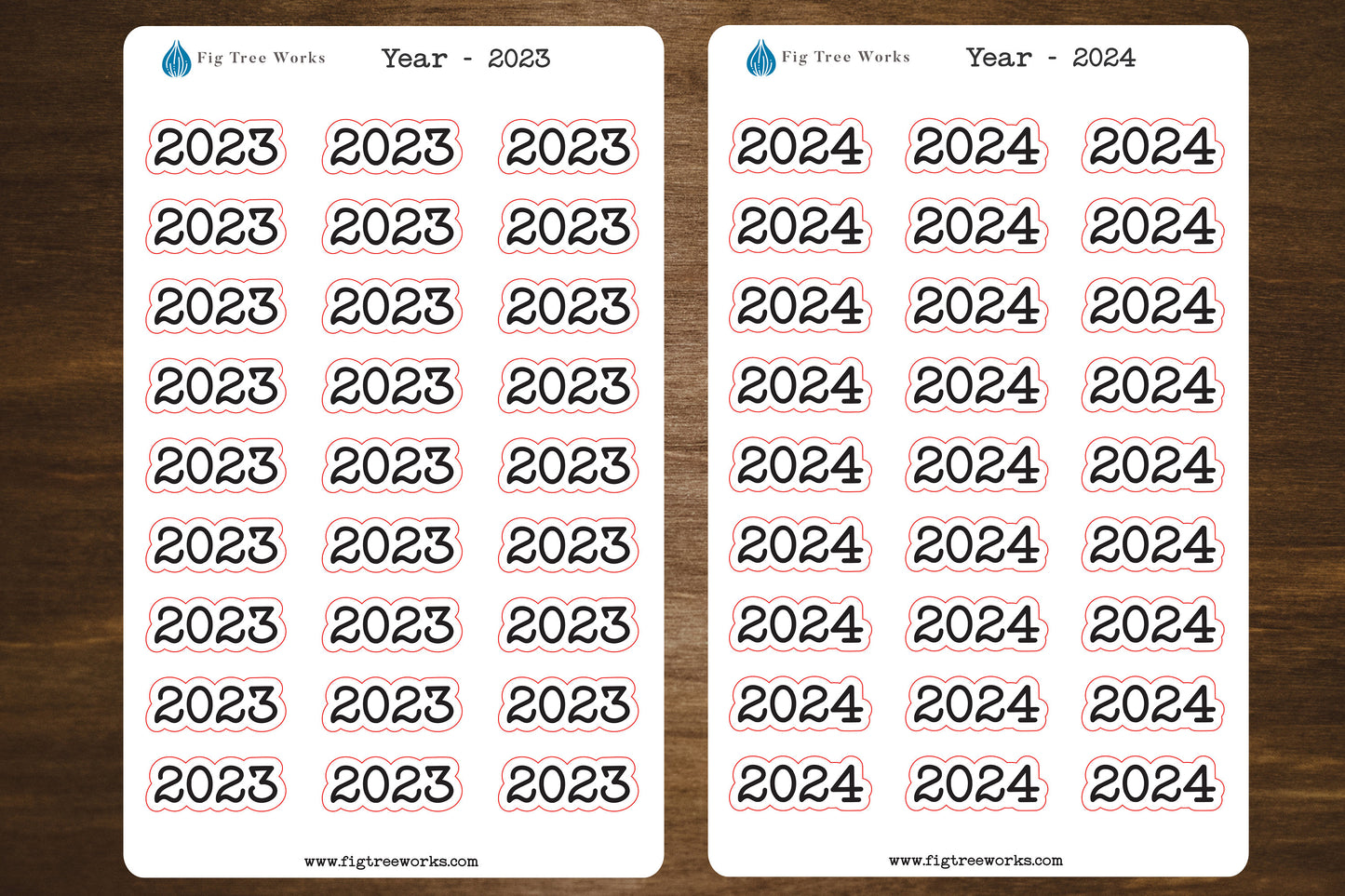 Year Header Planner Stickers - Style B