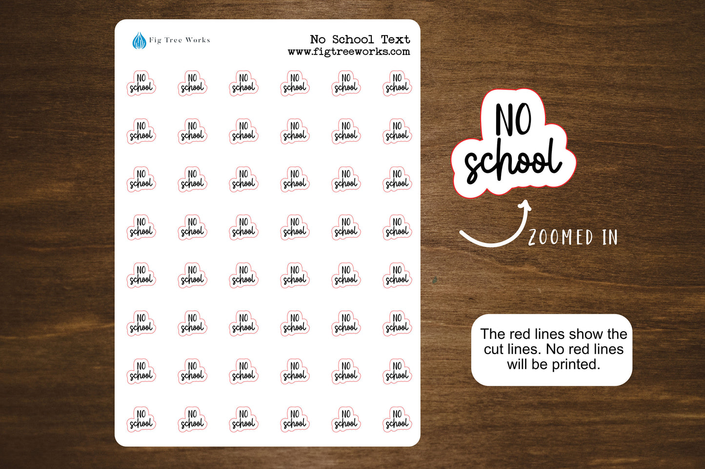 No School Text Stickers for Planners, Journals, and Notebooks