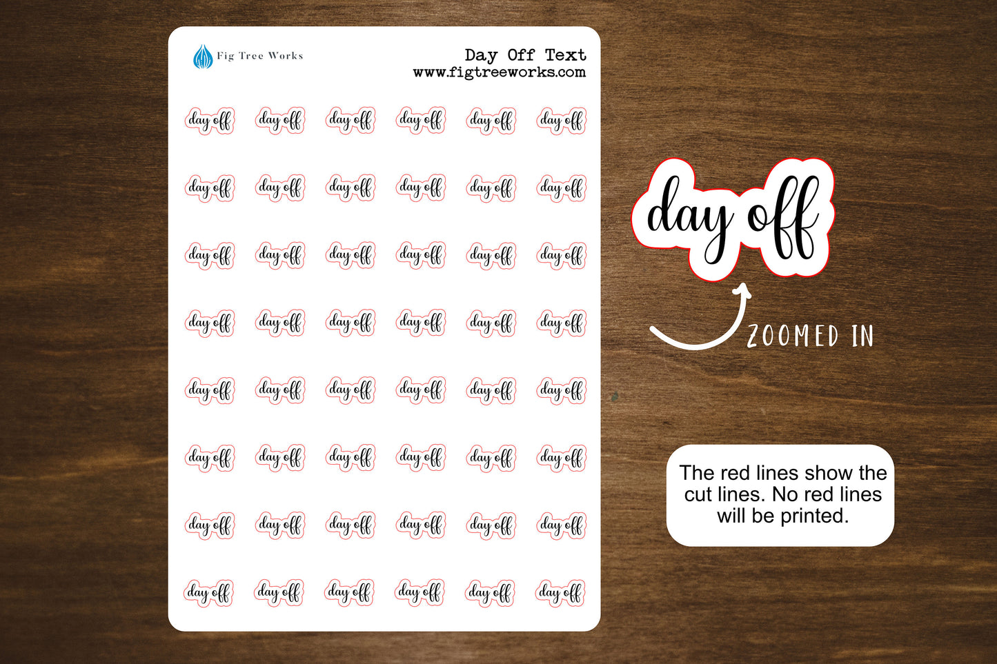 Day Off Text Sticker Sheet
