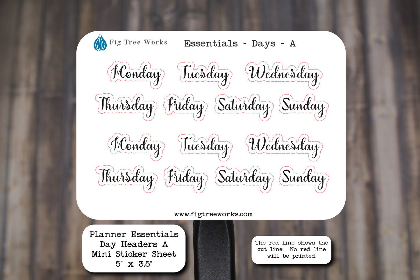 Day Name Headers Mini Sticker Sheet Style A