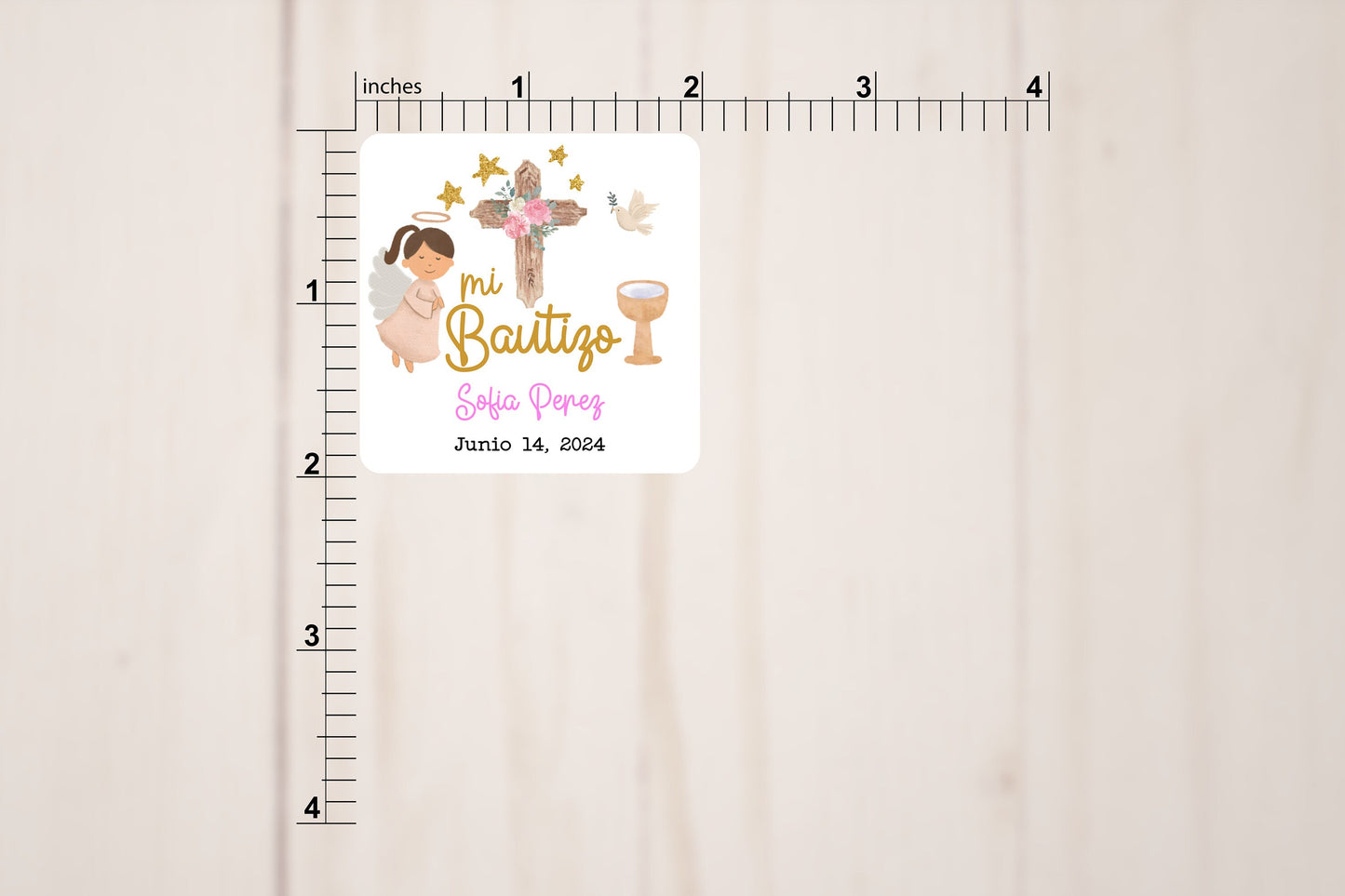 Custom Baptism/Bautizo Stickers | 2" x 2" Square Labels | Personalized Baptism Stickers | Custom Labels On A Roll | English and Spanish