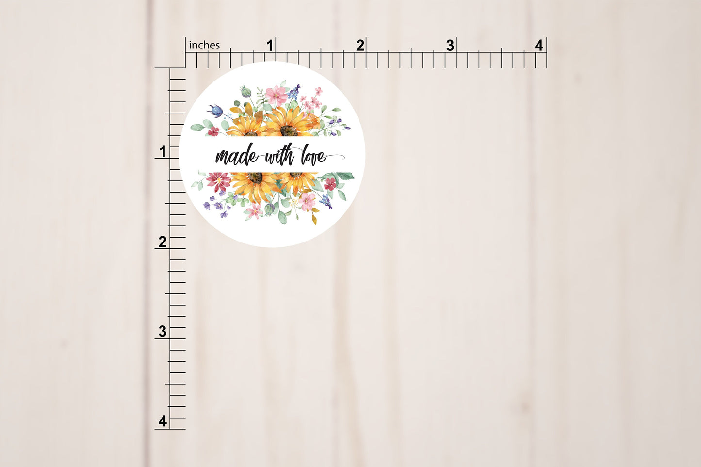Made With Love Floral Round Stickers