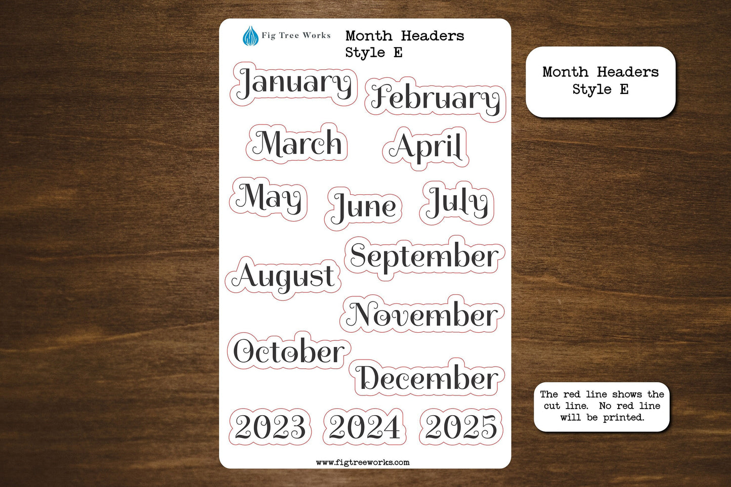 Month Header Planner Stickers | Month Names Sticker, Kiss Cut, Matte Finish | Style E