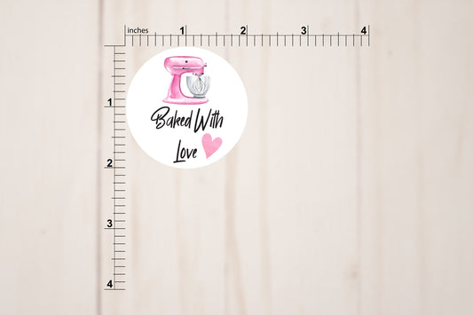 Baked With Love Round Stickers
