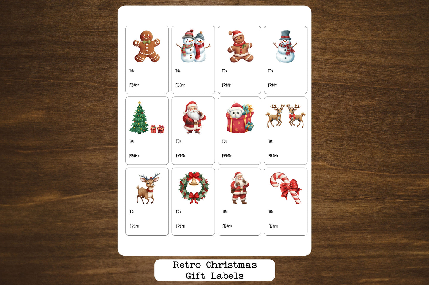 Retro Christmas Gift Labels