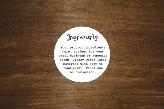 Ingredients or Instructions List Round Stickers