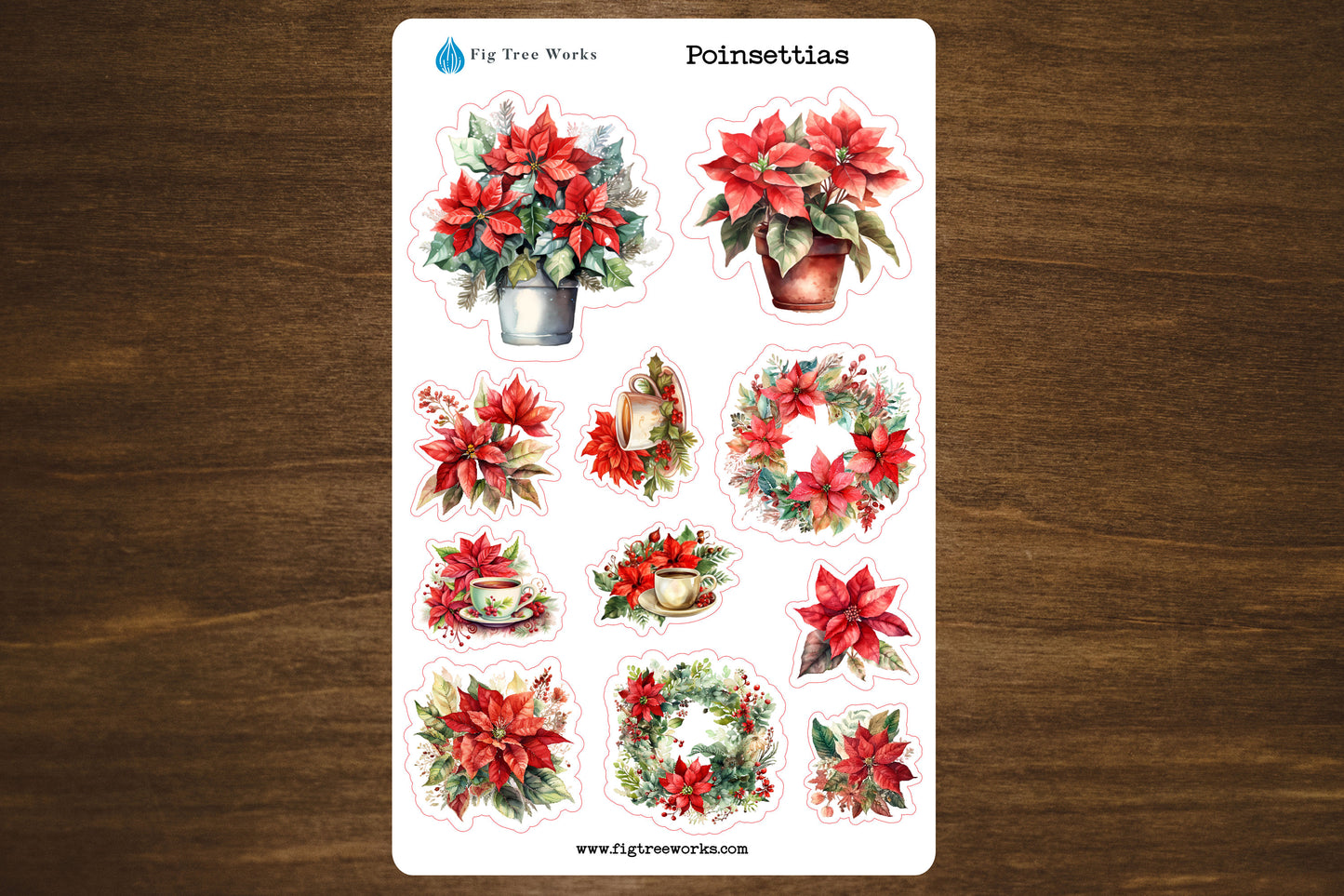 Poinsettia Sticker Sheet