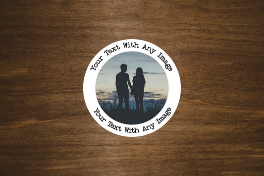 Custom round labels with your text and image