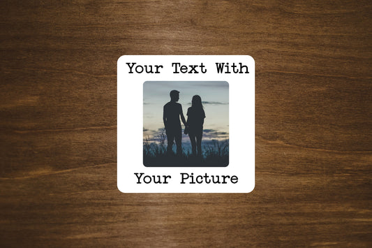 Custom square labels with your text and image