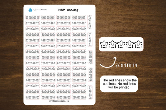 Star Rating Sticker Sheet