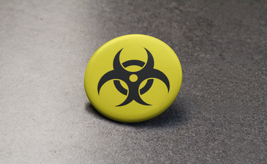 Warning Sign Pinback Button