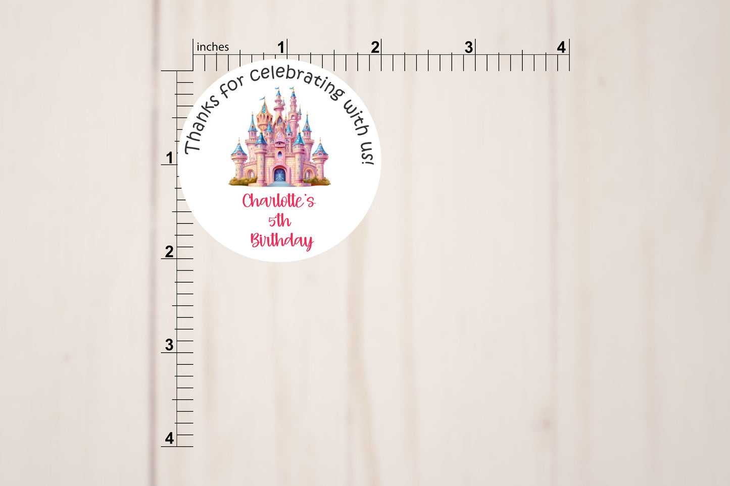 Princess Birthday Round Stickers With Custom Name and Age