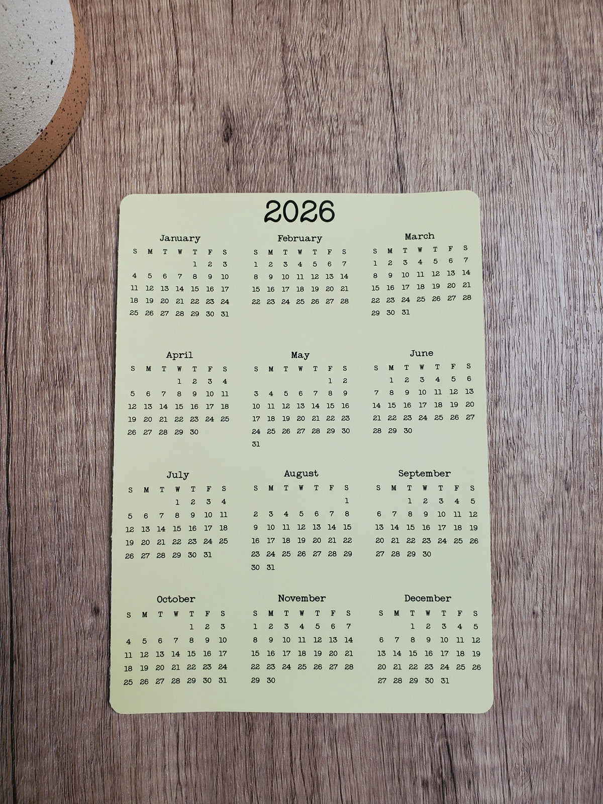 Year At A Glance Calendar Sticker