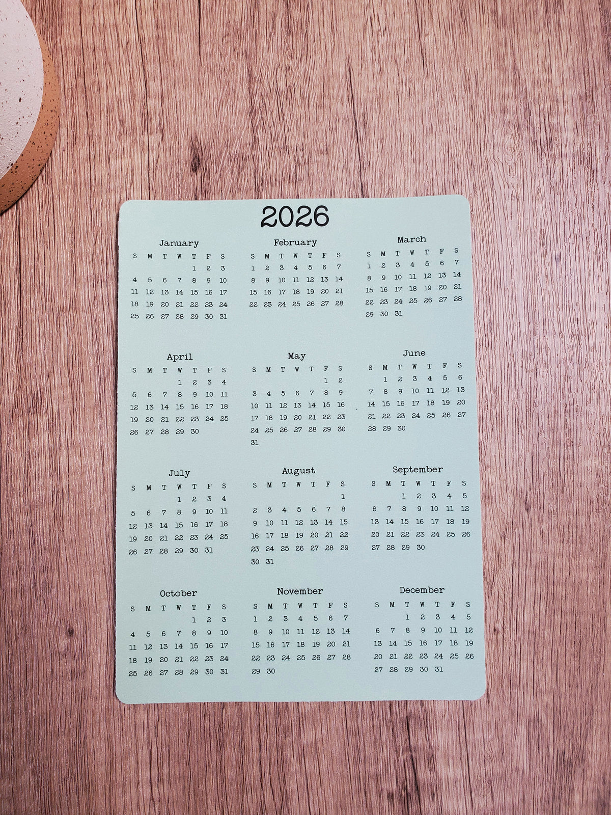 Year At A Glance Calendar Sticker