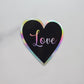 Heart With Love Text Holographic Vinyl Sticker