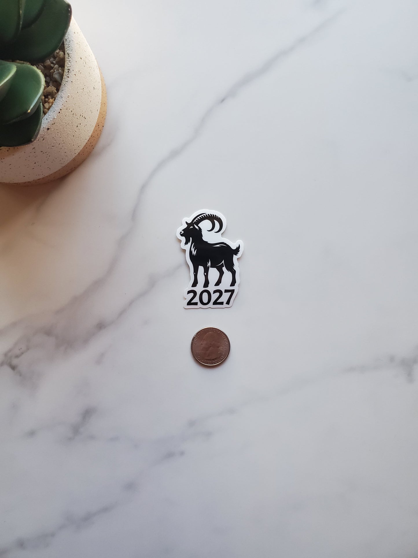 2027 Year of the Goat Clear Vinyl Sticker Style B