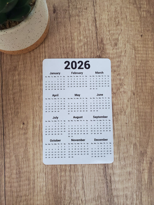 Calendar Magnet Clean Bold Design 4" x 6"