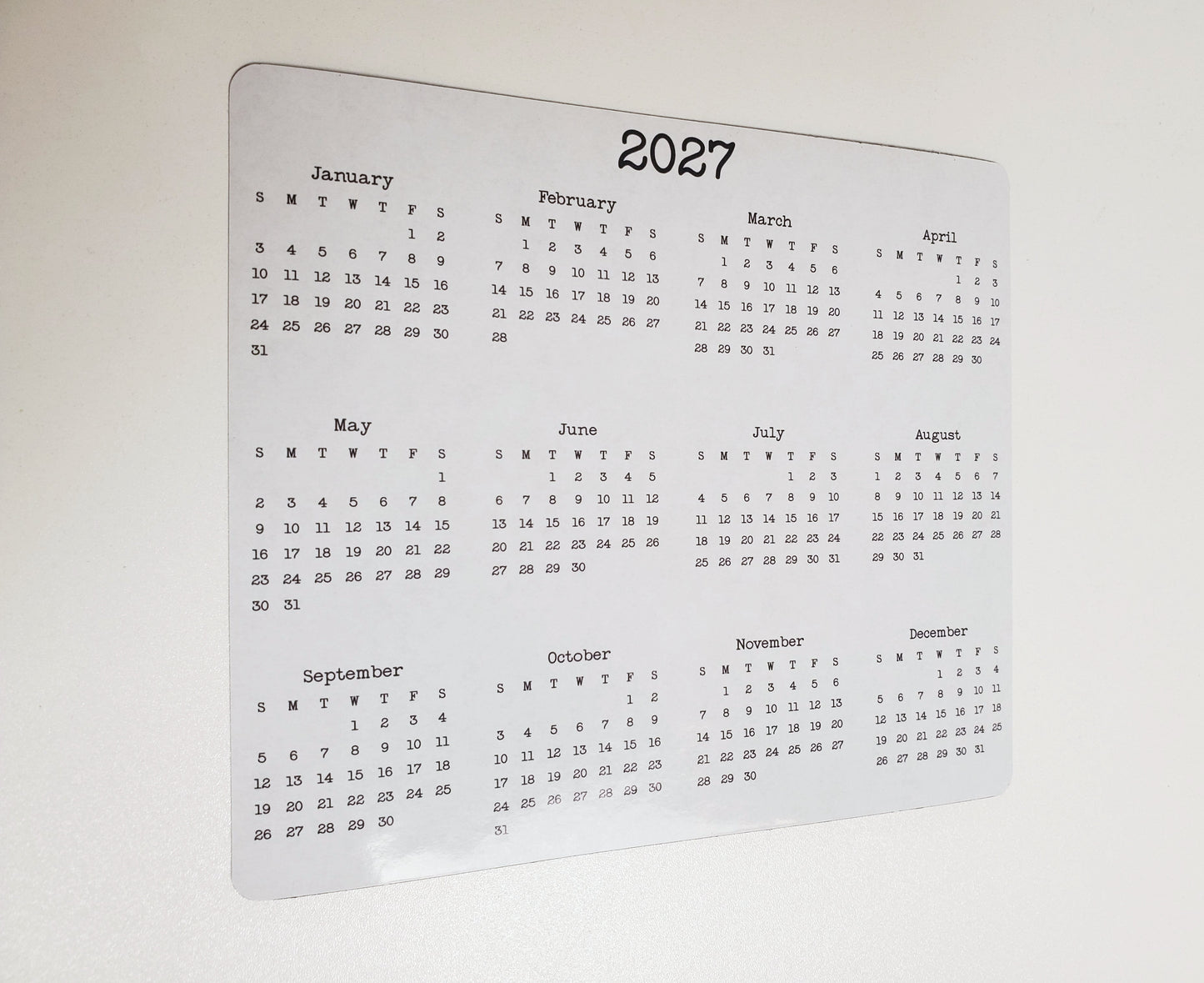 Large Calendar Magnet 7" x 6"