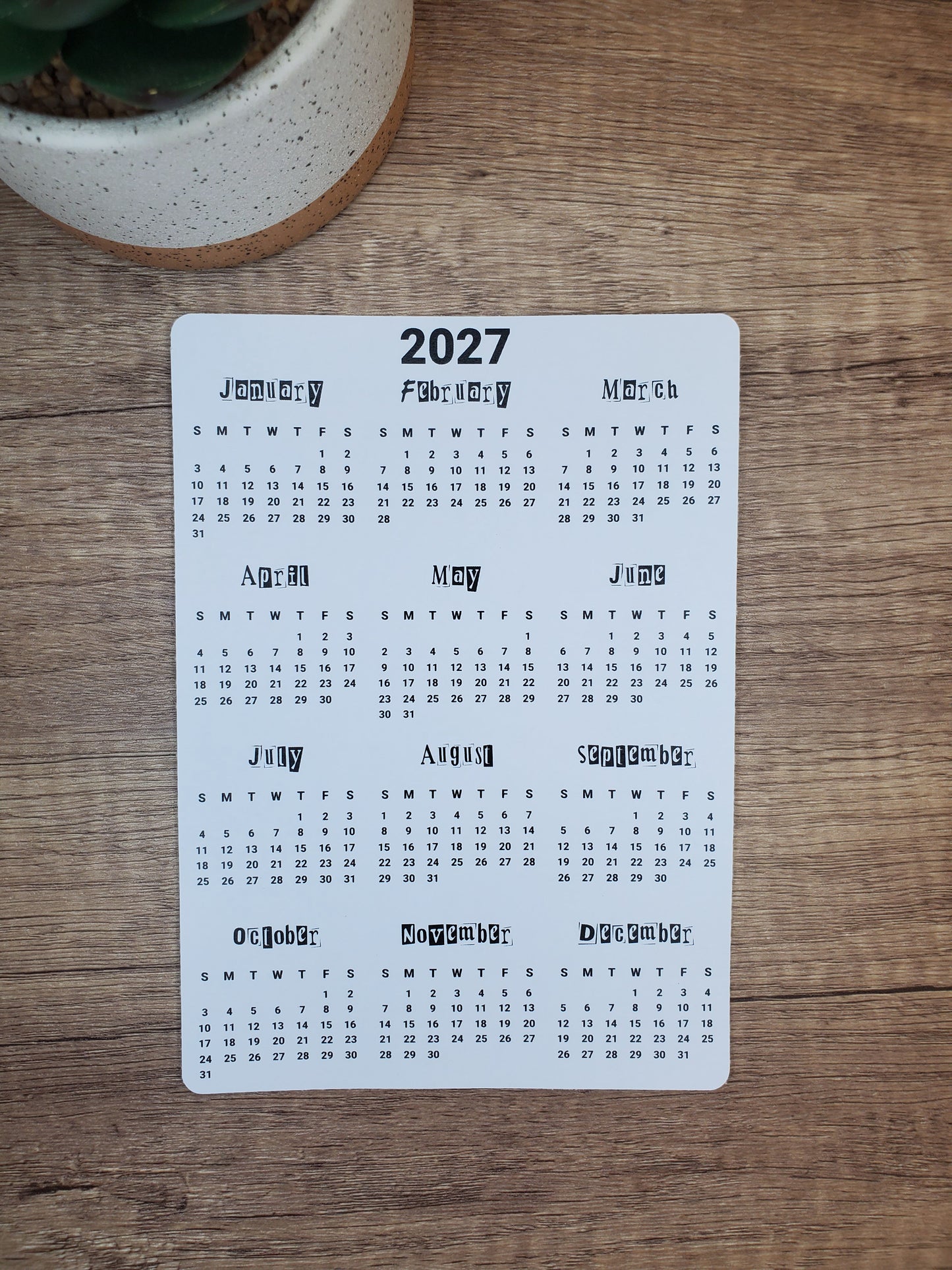 Year At A Glance Calendar Sticker Collage Month Design
