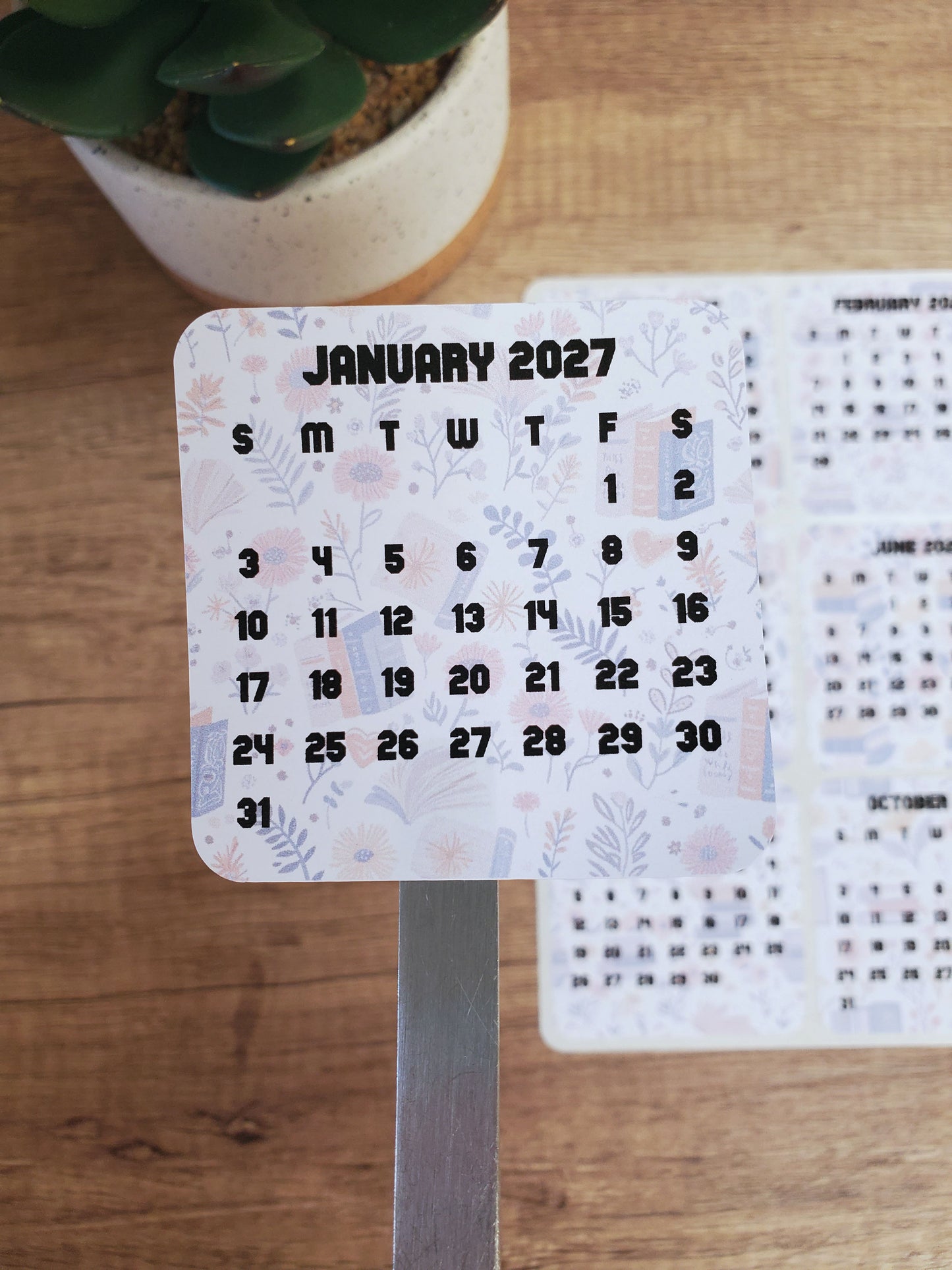 Mini Calendar Stickers with Books - Style C
