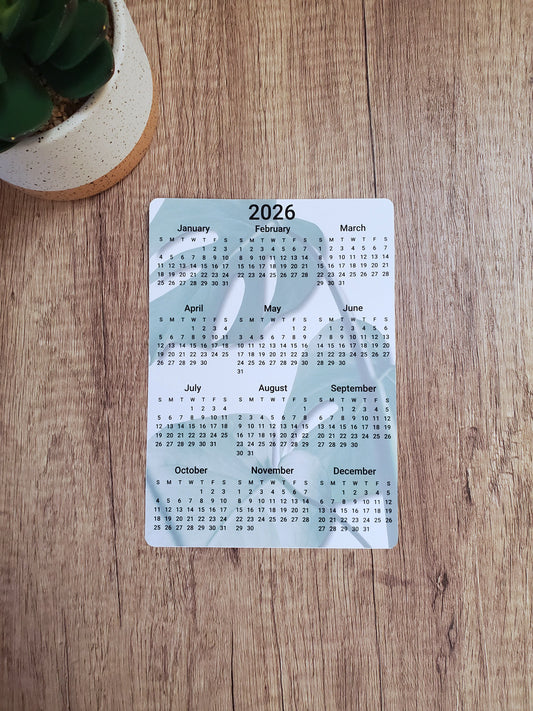 Year At A Glance Calendar Sticker - Monstera Design