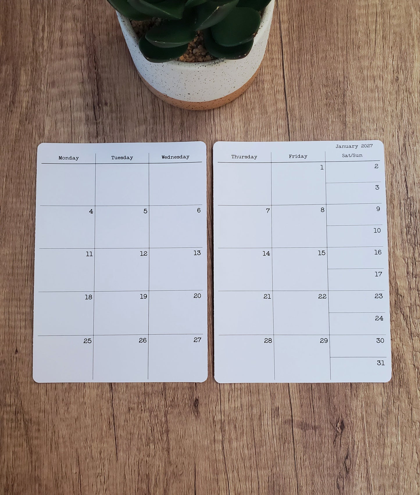 Monday Start Two Page Calendar Stickers