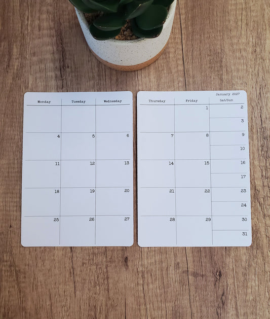 Monday Start Two Page Calendar Stickers