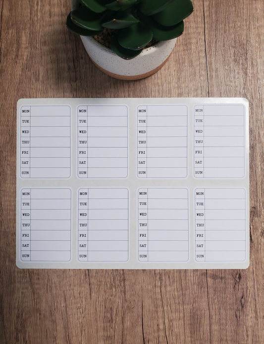 Small Weekly Overview Sticker for Planners, Journals, and Notebooks