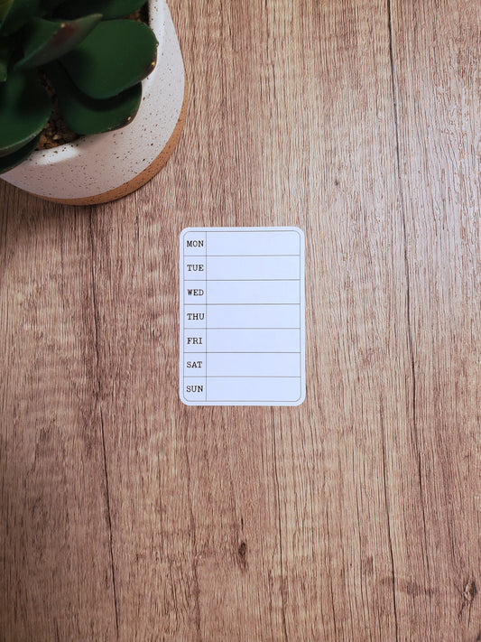 Small Weekly Overview Sticker for Planners, Journals, and Notebooks