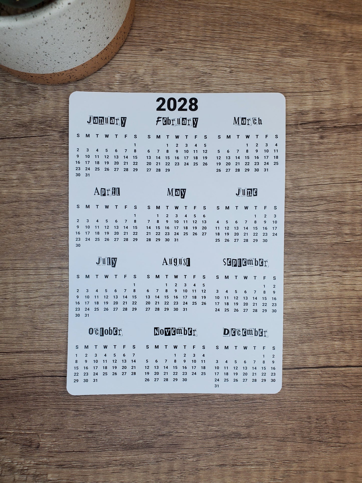 Year At A Glance Calendar Sticker Collage Month Design