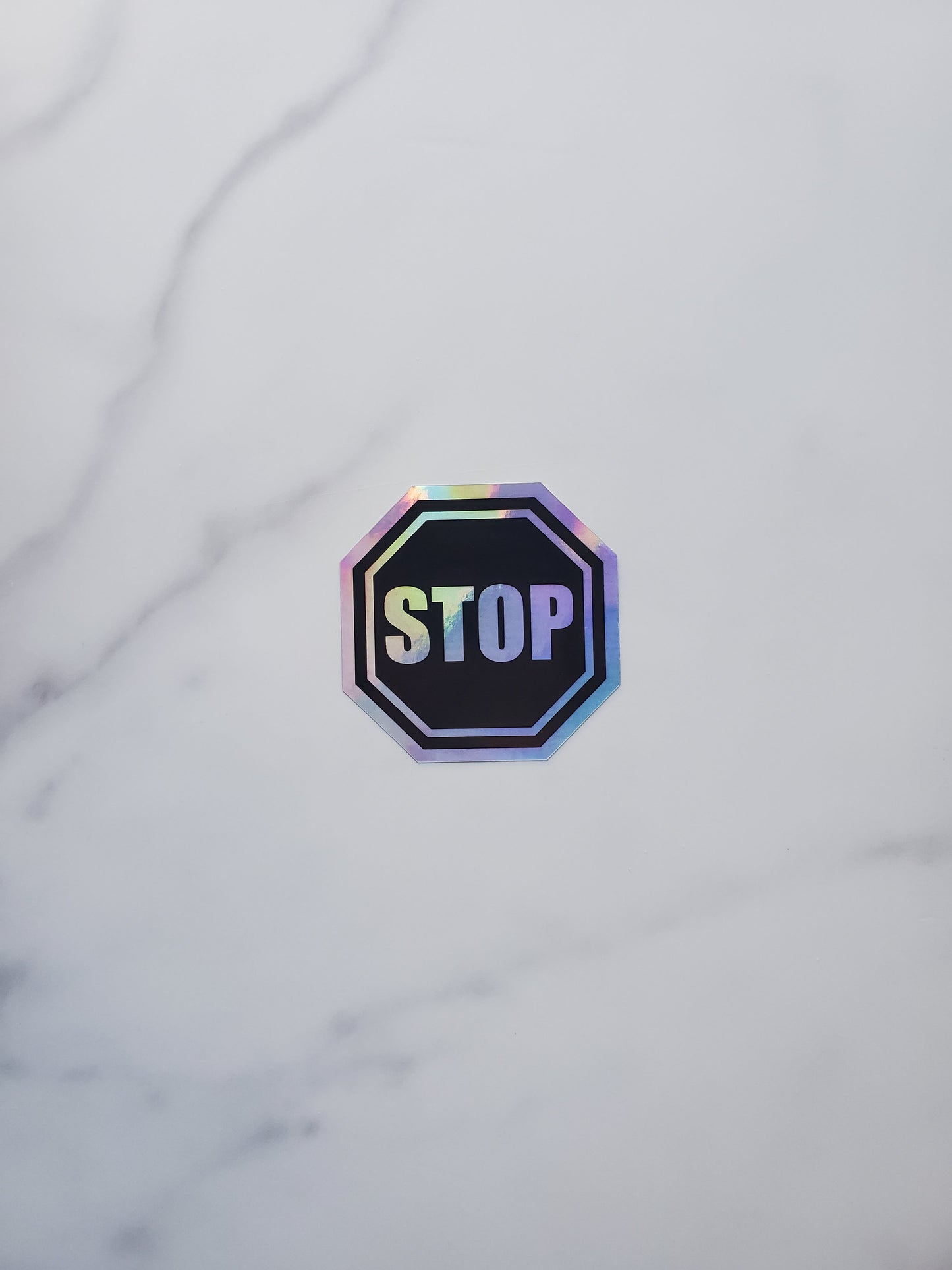 Stop Sign Holographic Vinyl Sticker