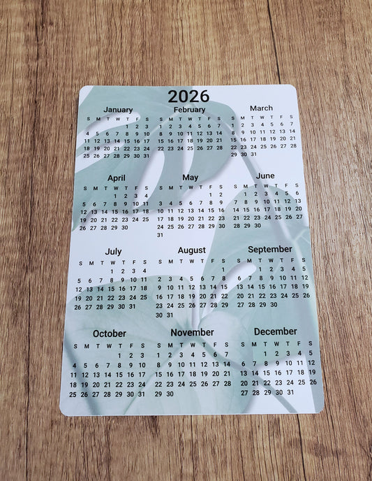 Year At A Glance Calendar Sticker - Monstera Design