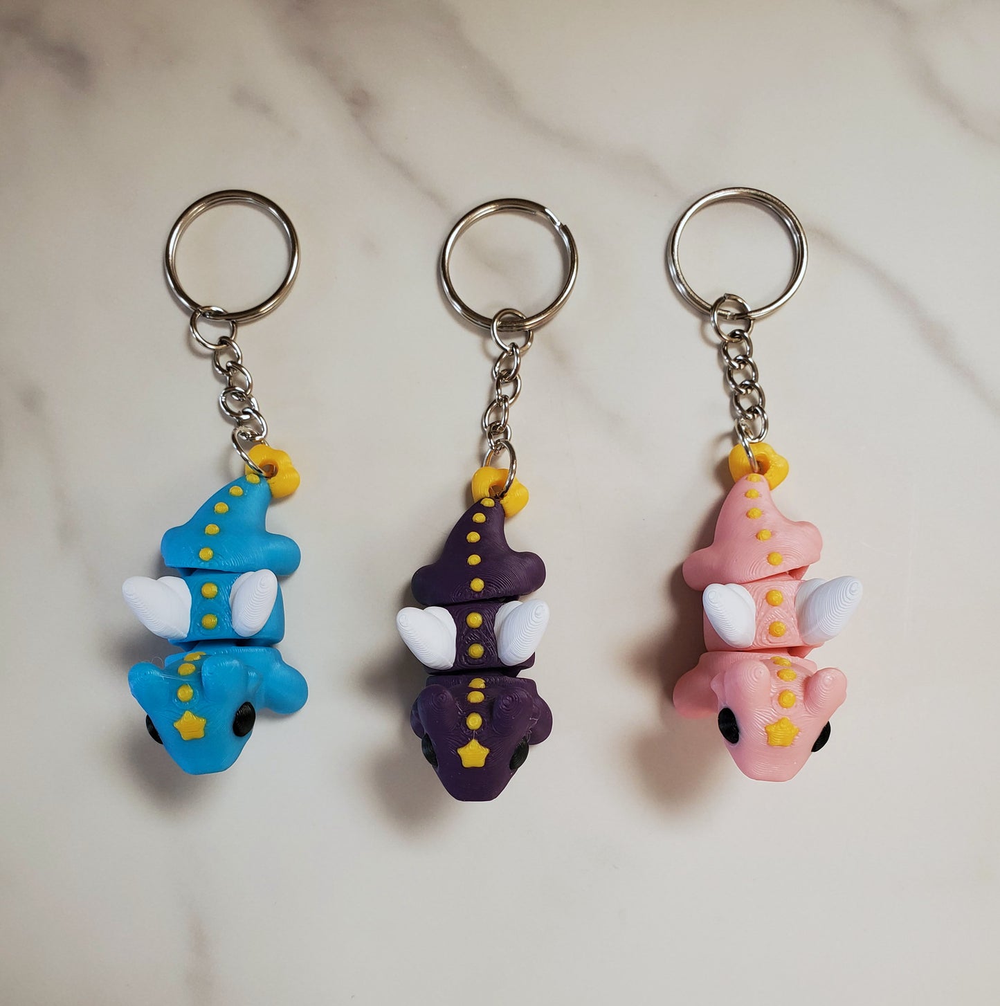 Dragons Flexible 3D Printed Keychain | Includes Metal Keyring