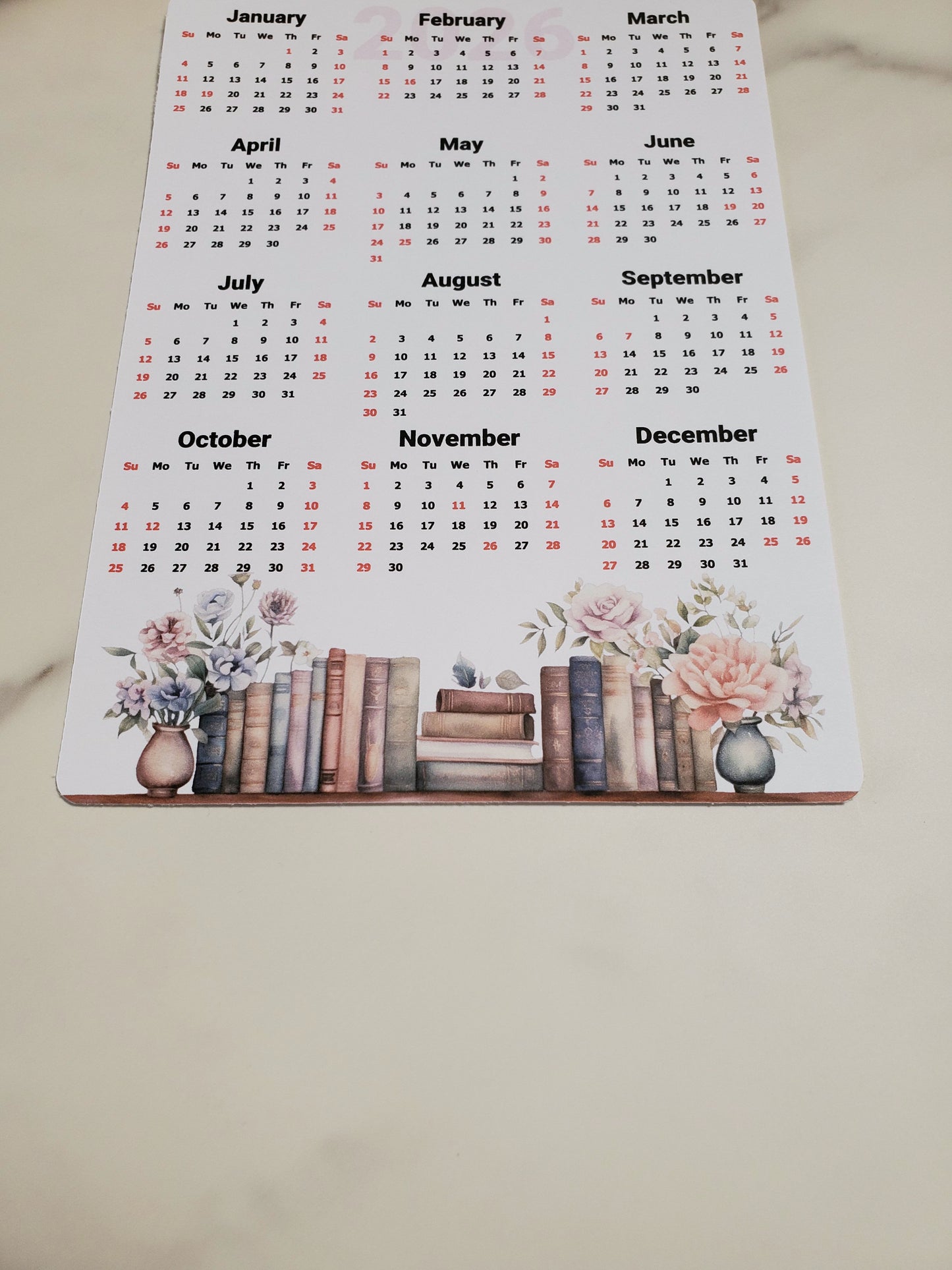 Year At A Glance Calendar Sticker - Books Design