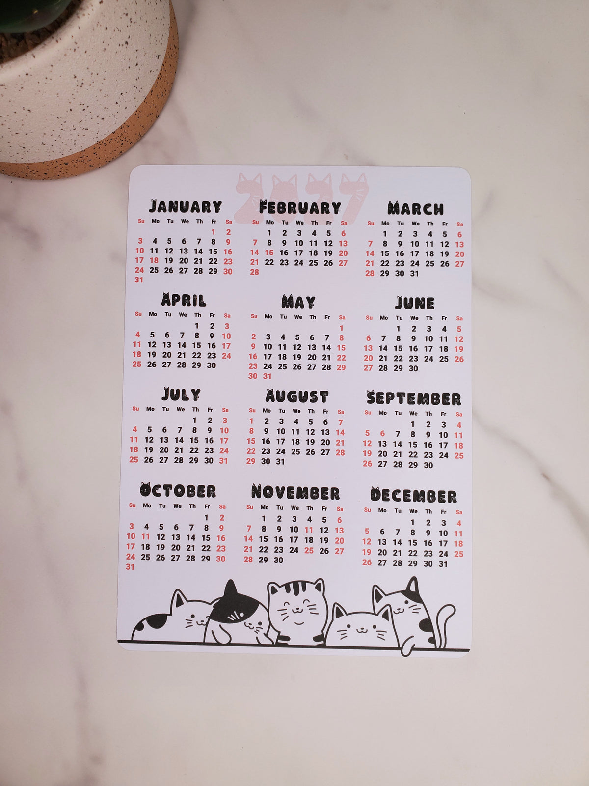 Cat Lover Year At A Glance Cardstock Calendar