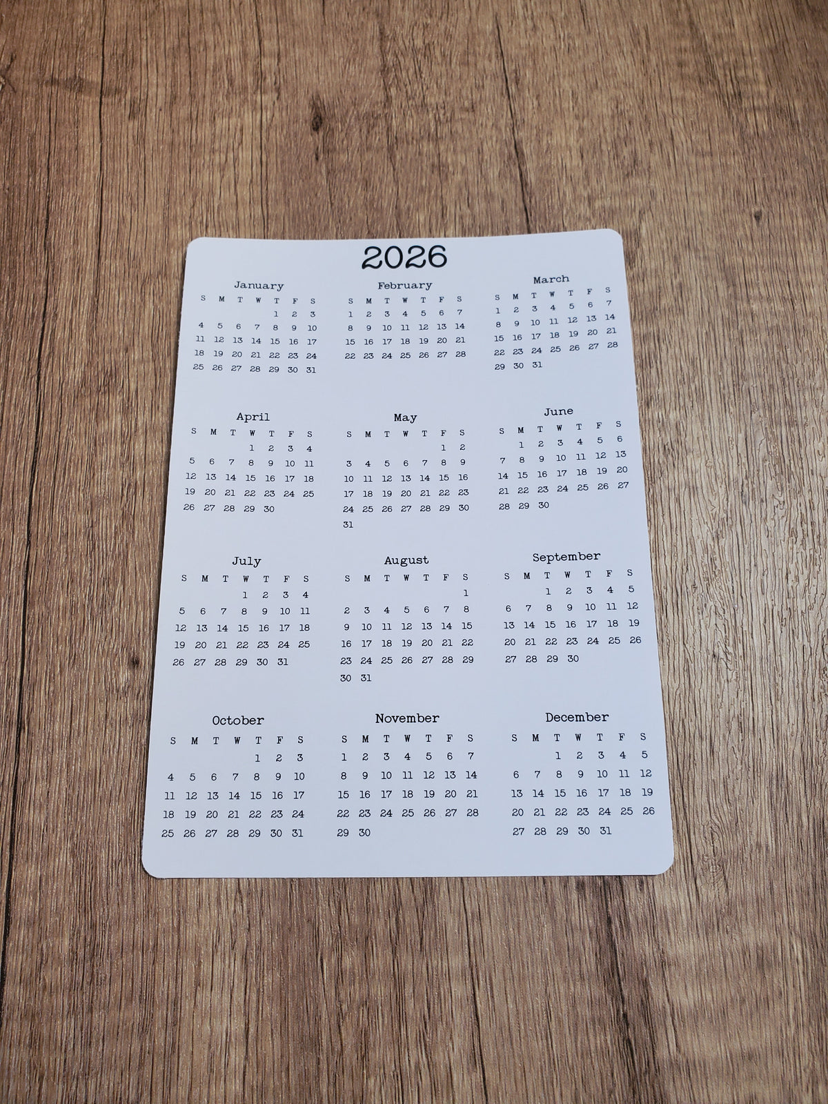 Year At A Glance Calendar Sticker
