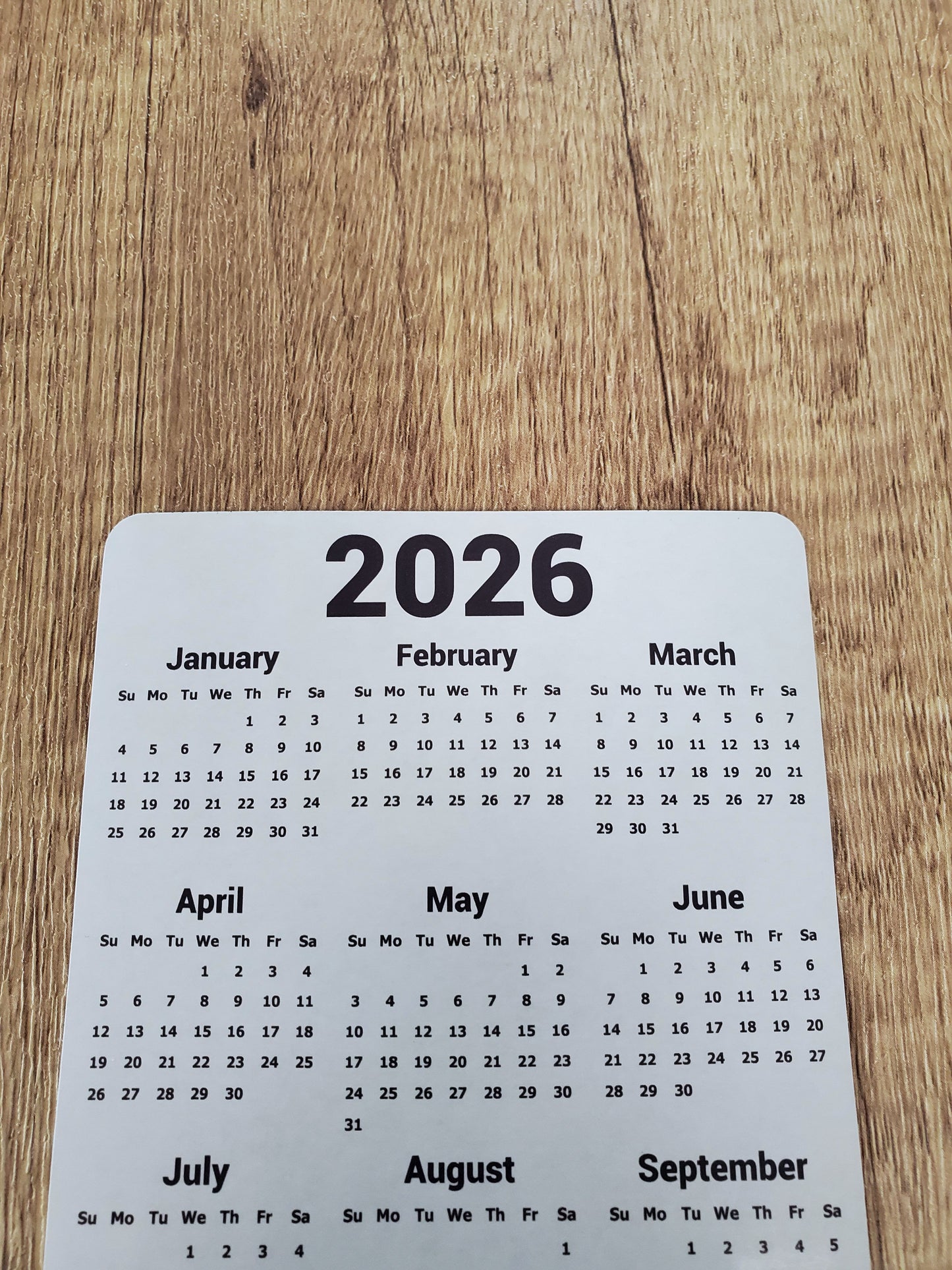 Calendar Magnet Clean Bold Design 4" x 6"