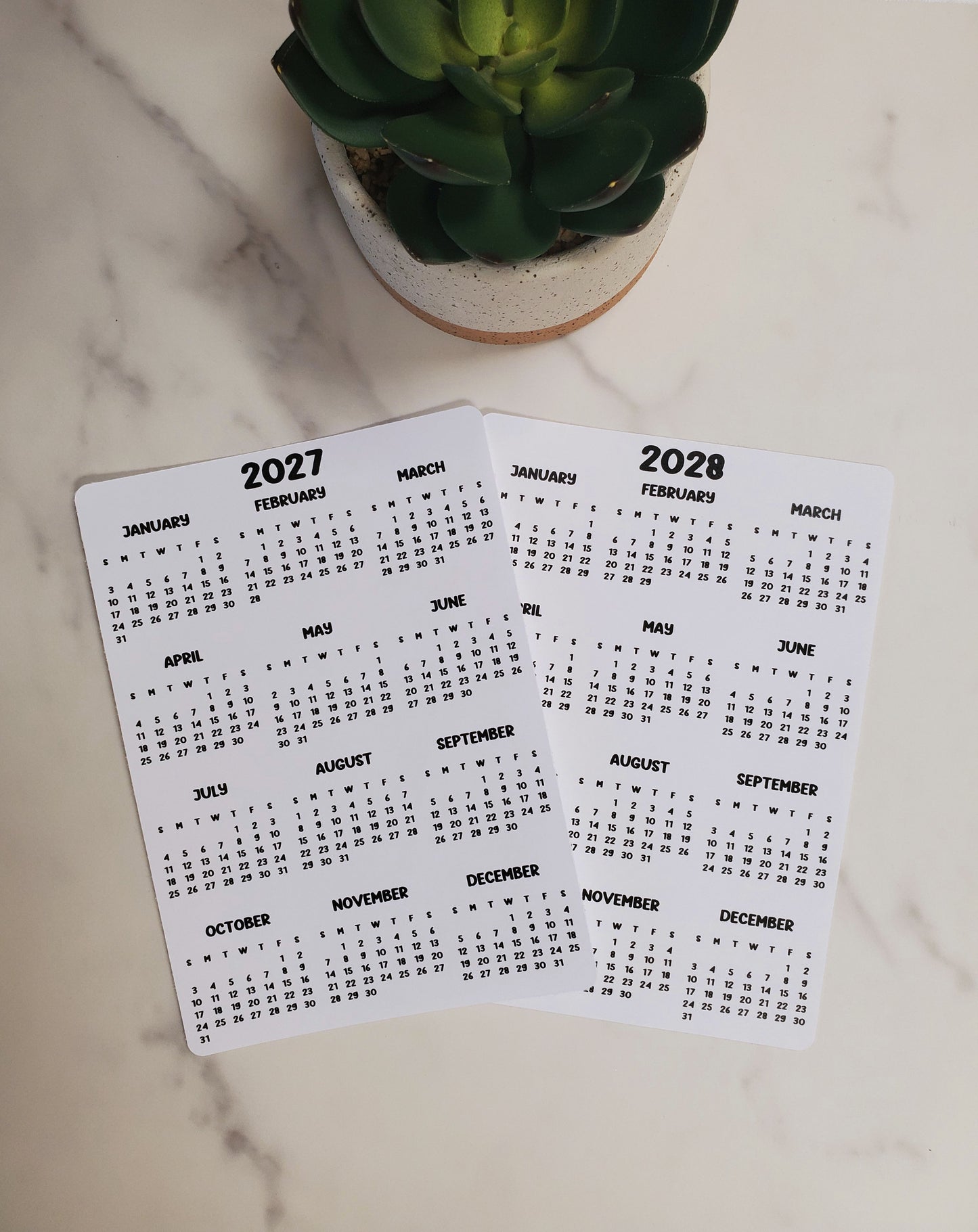 Year At A Glance Calendar Sticker Bubble Month Design