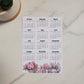 Year At A Glance Calendar Sticker - Watercolor Flowers Design