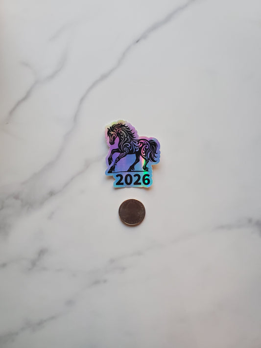 2026 Year of the Horse Holographic Vinyl Sticker Style A