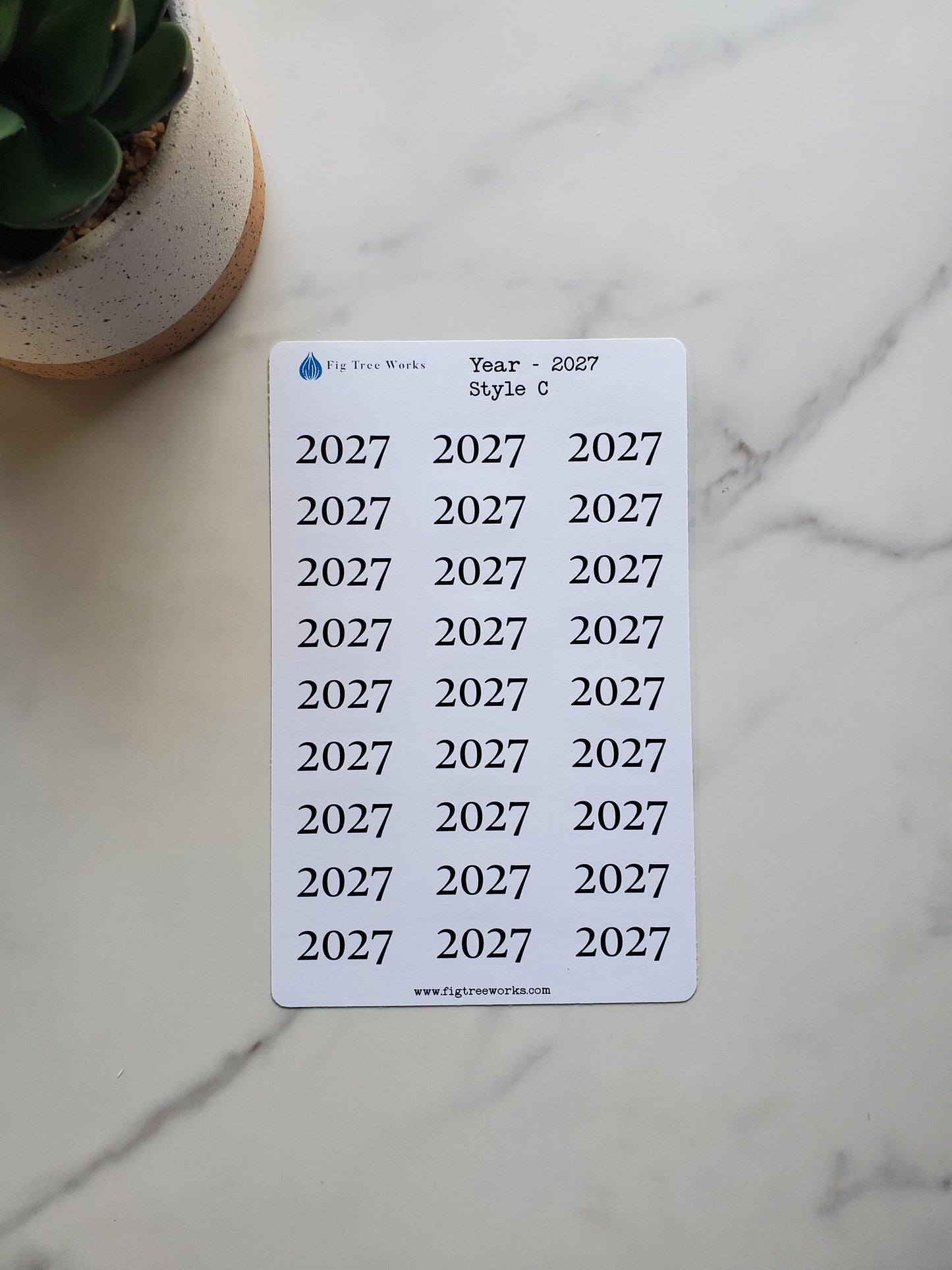 Year Header Planner Stickers - Style C