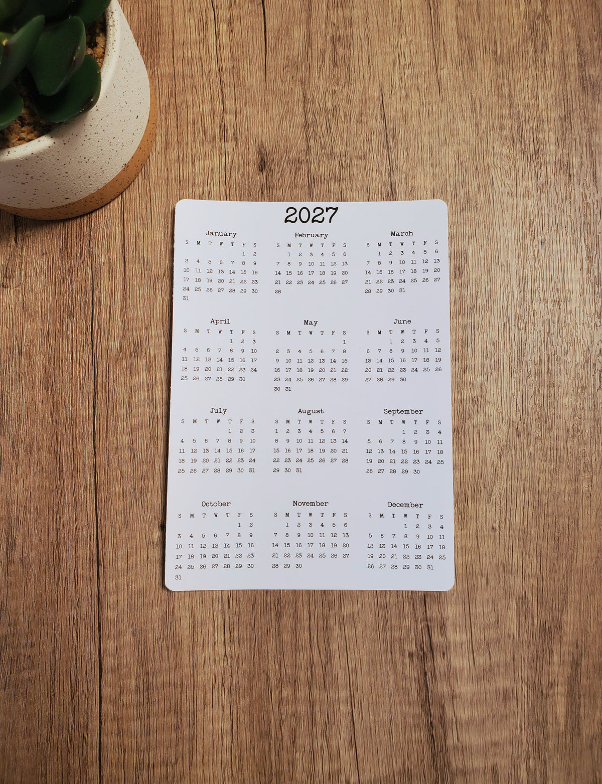 Year At A Glance Calendar Sticker
